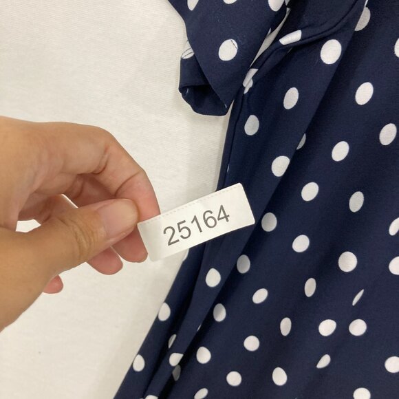 Susan Graver size 3X Navy White Polka Dot Stretch Liquid Knit Pocket Midi Dress - Picture 10 of 10